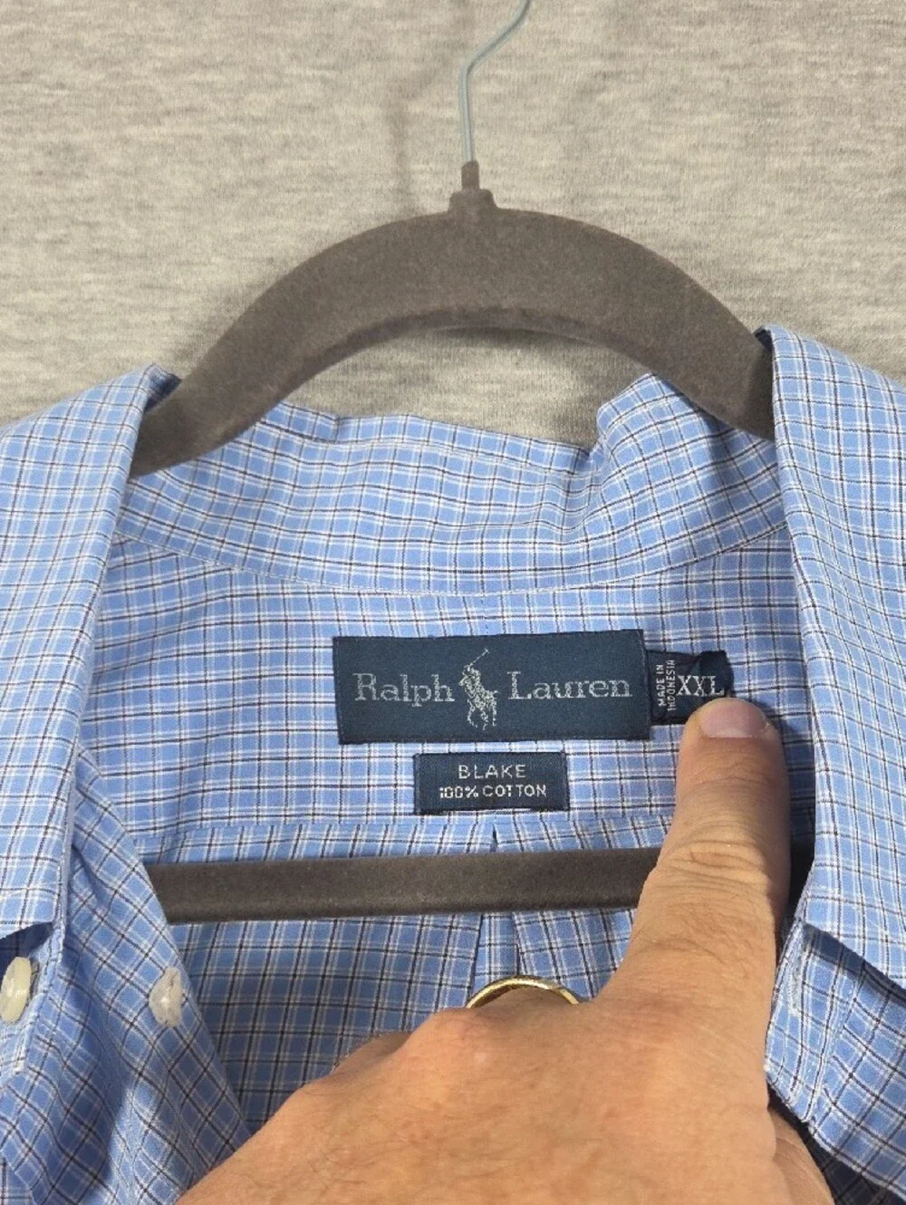 Polo by Ralph Lauren Light Blue Micro-Check Short Sleeve Button-Down Shirt XXL